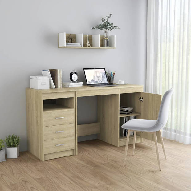 The Living Store Bureau - Strak en modern - Schrijftafel - Afmetingen- 140 x 50 x 76 cm (B x D x H) - Kleur- Sonoma