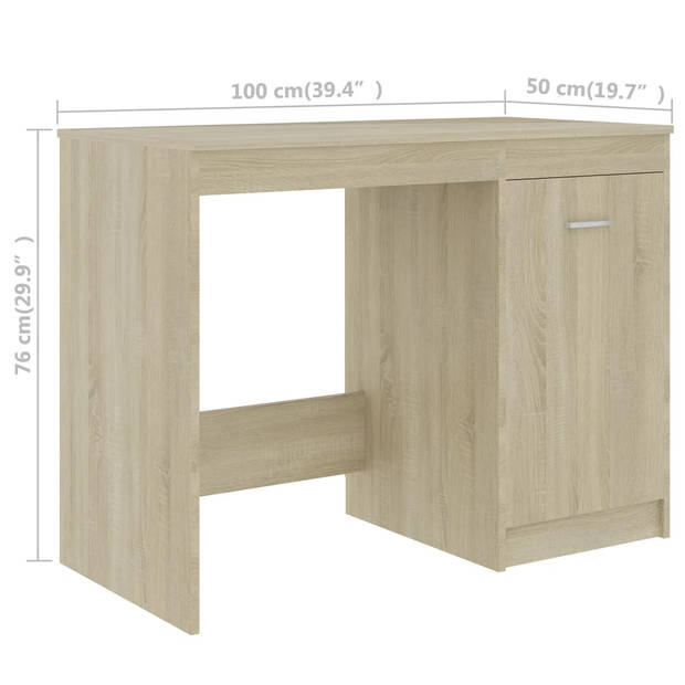 The Living Store Bureau - Strak en modern - Schrijftafel - Afmetingen- 140 x 50 x 76 cm (B x D x H) - Kleur- Sonoma