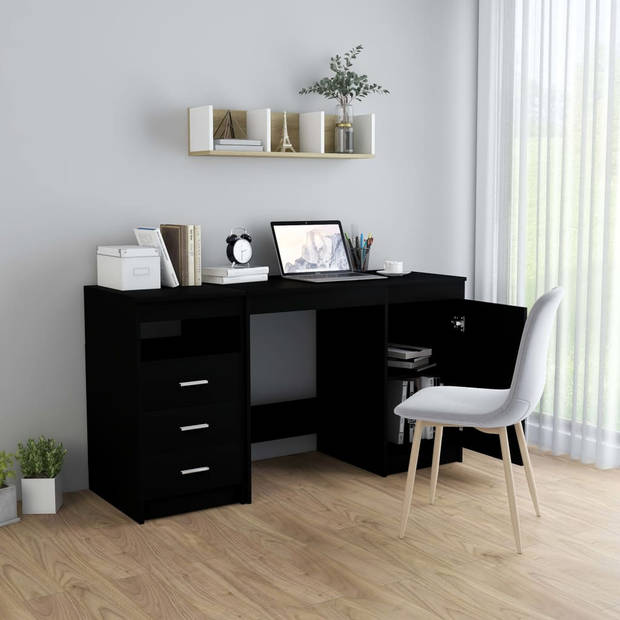 The Living Store Bureau Modern 140 x 50 x 76 cm - Zwart - Spaanplaat