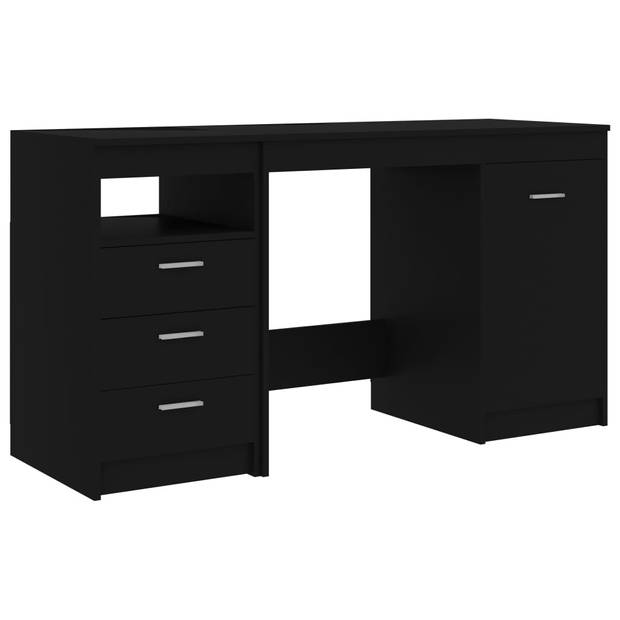 The Living Store Bureau Modern 140 x 50 x 76 cm - Zwart - Spaanplaat