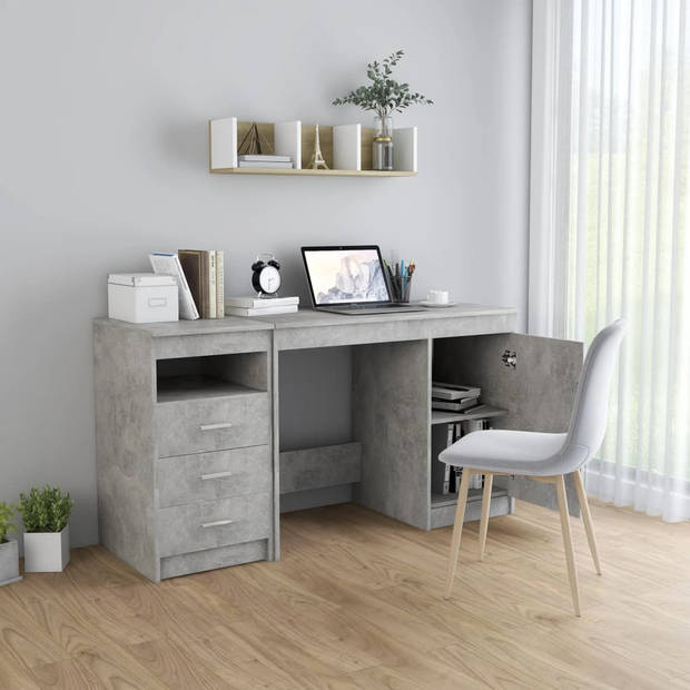 The Living Store Bureau 140x50x76 cm spaanplaat betongrijs - Bureau