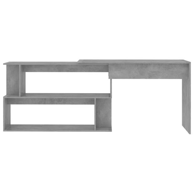 The Living Store Bureau Moderne draaibaar Betongrijs 200 x 50 x 76 cm Hoekbureau 120 x 120 x 76 cm Bewerkt hout