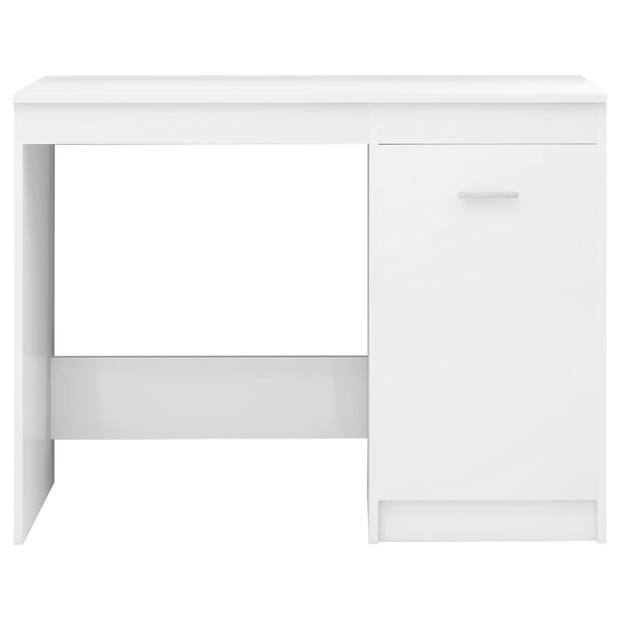 The Living Store Bureau The Living Store - Strak - Modern - Bureau met 3 Lades en 1 Vak - Hoogglans Wit - Spaanplaat -