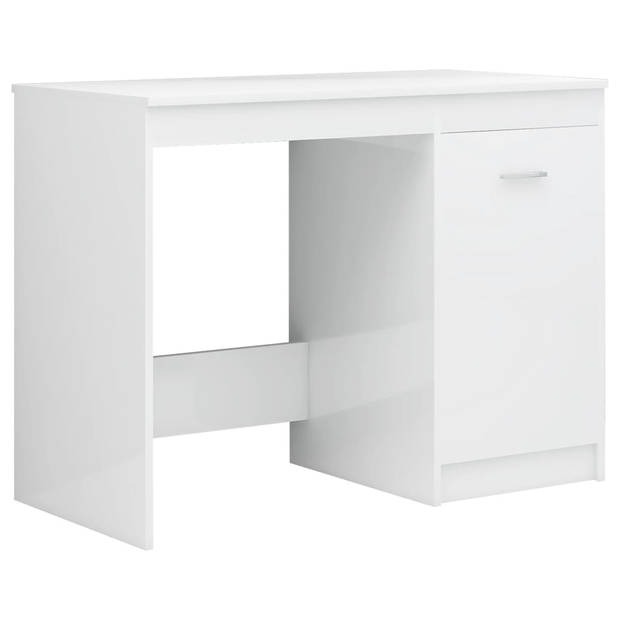 The Living Store Bureau The Living Store - Strak - Modern - Bureau met 3 Lades en 1 Vak - Hoogglans Wit - Spaanplaat -