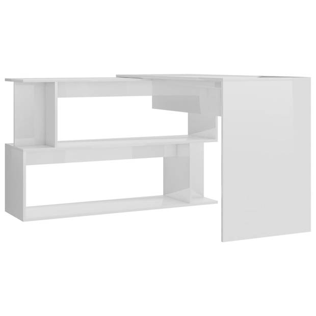 The Living Store Bureau - Hoogglans wit - 200 x 50 x 76 cm - Draaibaar - Met open vakken