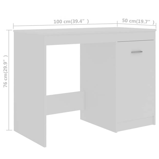 The Living Store Bureau Strak Hout - 140 x 50 x 76 cm - Wit - 3 Lades 1 Deur