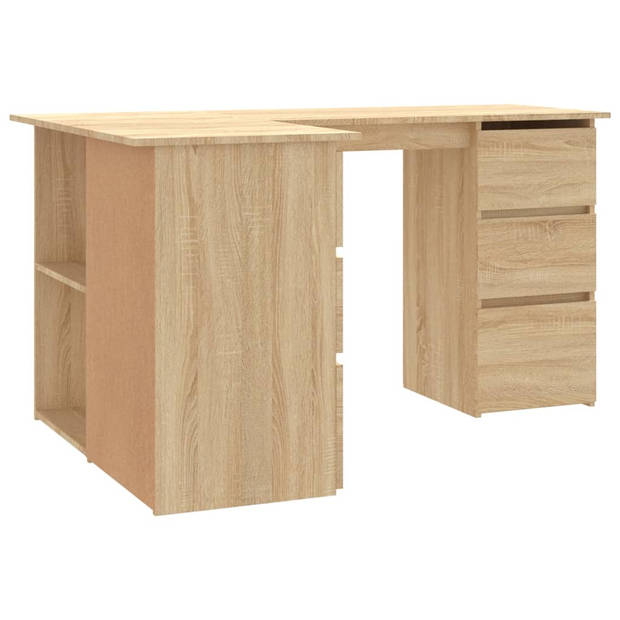 The Living Store Hoekbureau - Sonoma eiken - 145 x 100 x 76 cm - Met lades en schappen