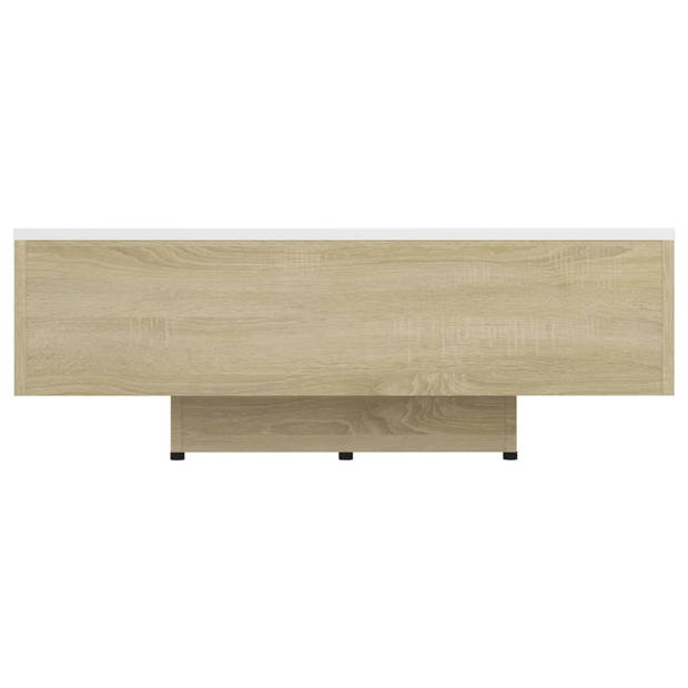 vidaXL Salontafel 85x55x31 cm bewerkt hout wit en sonoma eikenkleurig