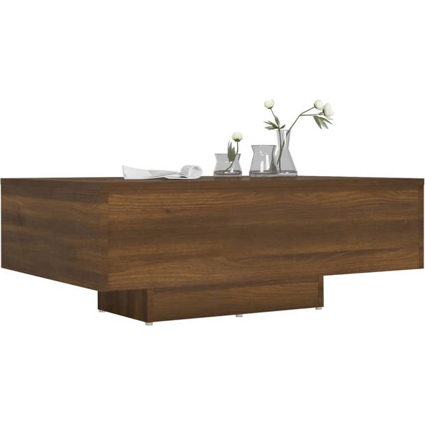 The Living Store Salontafel Modern Bruineiken 85x55x31 cm - Bewerkt hout