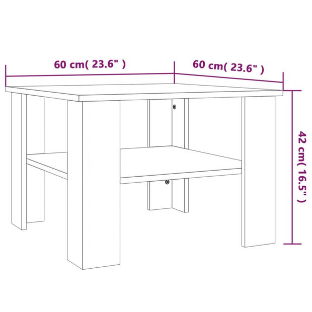 The Living Store Salontafel Grijs Sonoma Eiken 60x60x42 cm - bewerkt hout