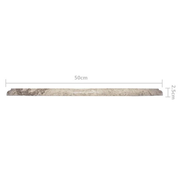 The Living Store Marmeren tafelblad - Grijs - 50 x 2.5 cm - Stevig en eenvoudig te reinigen