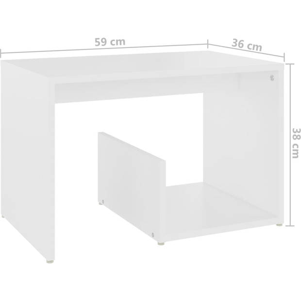 The Living Store Woonkamertafel - Spaanplaat - 59 x 36 x 38 cm - Wit