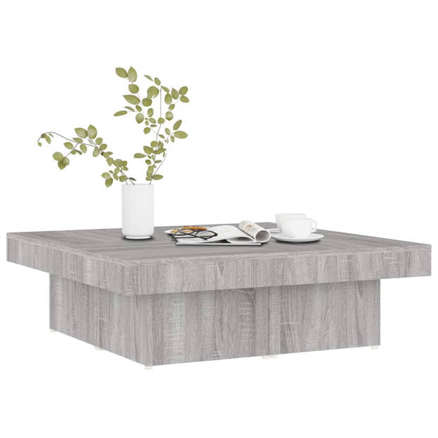 vidaXL Salontafel 90x90x28 cm bewerkt hout grijs sonoma eikenkleurig