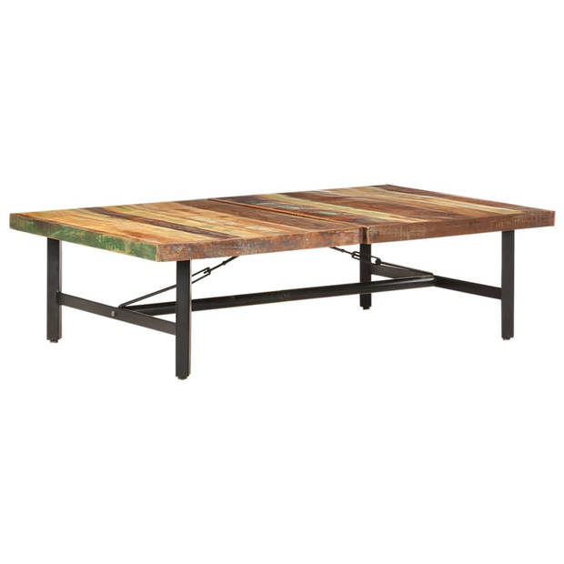 The Living Store Gerecycled Houten Salontafel - 142x90x42 cm - Multicolor - IJzer