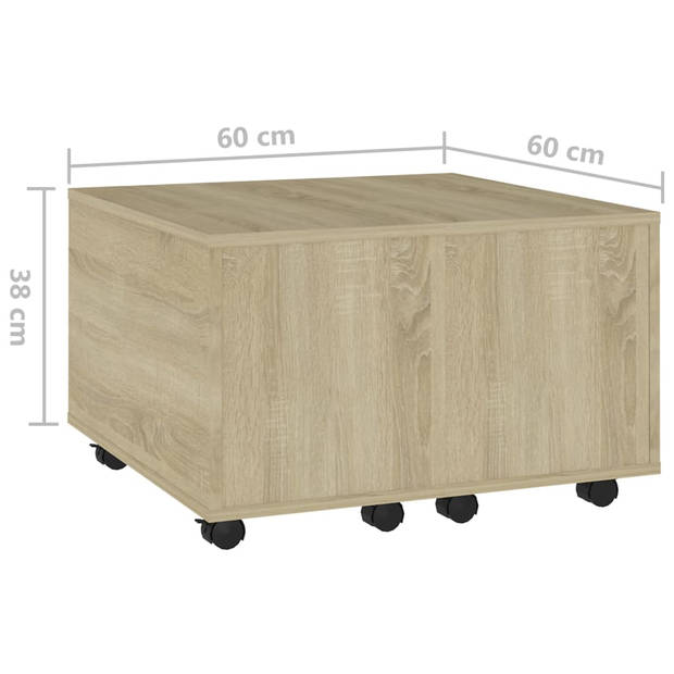 vidaXL Salontafel 60x60x38 cm bewerkt hout sonoma eikenkleurig