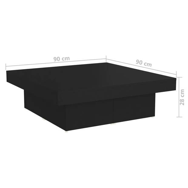 vidaXL Salontafel 90x90x28 cm bewerkt hout zwart