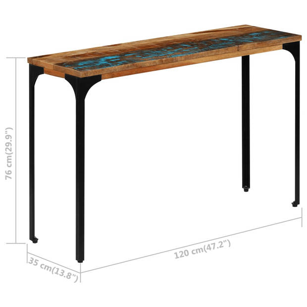 The Living Store Wandtafel - Massief Gerecycled Hout - 120 x 35 x 76cm