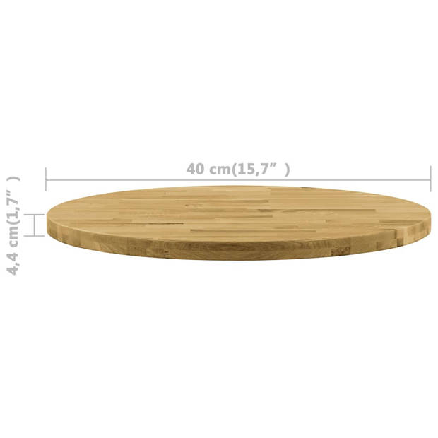 The Living Store Eikenhouten Tafelblad - 400mm Diameter - Natuurlijke houtkleur