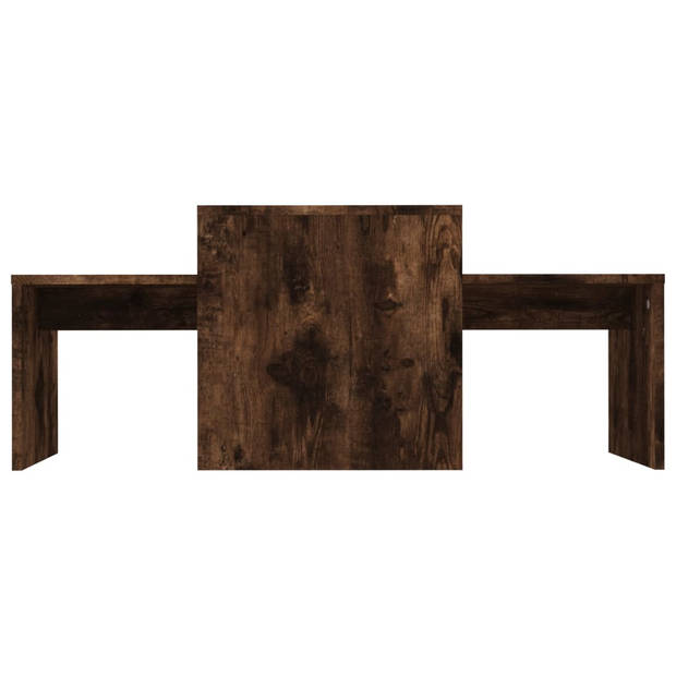 The Living Store salontafels Smoked Oak - set van 2 - 100x48x40cm - Bewerkt hout