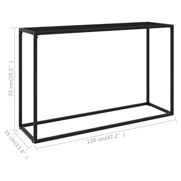 vidaXL Wandtafel 120x35x75 cm gehard glas zwart