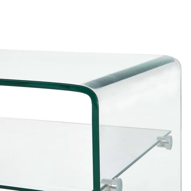 The Living Store Salontafel Glas - 98 x 45 x 31 cm - Transparant - Gehard veiligheidsglas