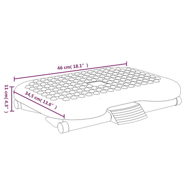 The Living Store Voetensteun Ergonomisch - Massageoppervlak - Duurzaam - In hoogte verstelbaar - Zwart - 46 x 34.5 x 11