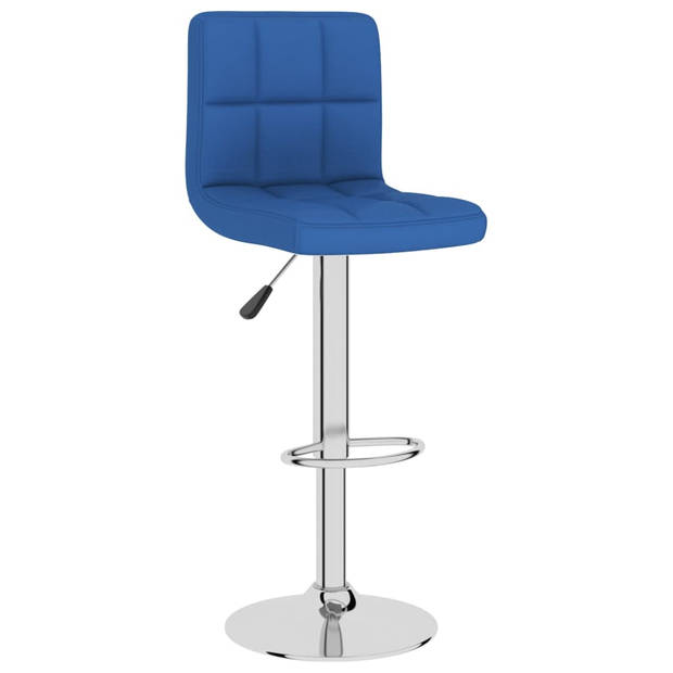 The Living Store Barkrukken - Barstoelen - Stof - Verchroomd staal - 40x47x(90-111)cm - Blauw