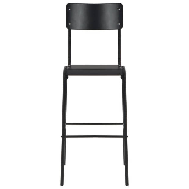 vidaXL Barstoelen 6 st massief multiplex staal zwart