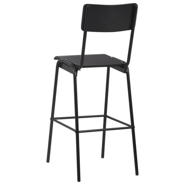 vidaXL Barstoelen 2 st massief multiplex staal zwart