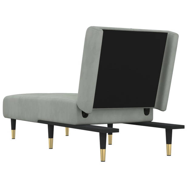 The Living Store Verstelbare Chaise Longue - Lichtgrijs Fluweel - 55x140x70cm - Stabiel frame - Comfortabel zitten en