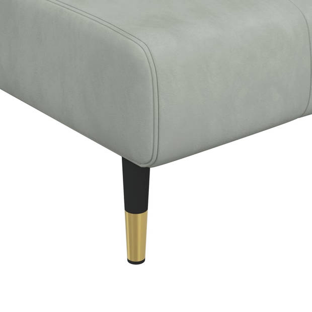 The Living Store Verstelbare Chaise Longue - Lichtgrijs Fluweel - 55x140x70cm - Stabiel frame - Comfortabel zitten en