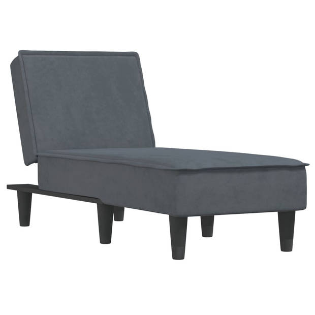 The Living Store Chaise Longue - Verstelbaar - Fluweel - Donkergrijs - 55 x 140 x 70 cm - Tot 110 kg draagvermogen