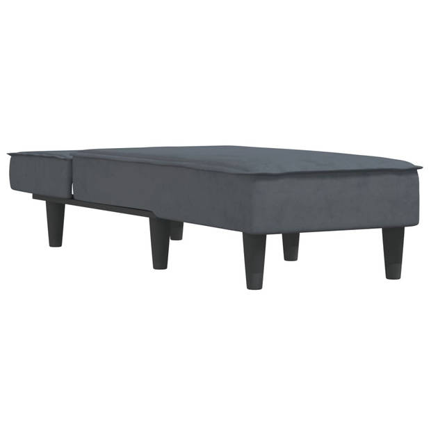 The Living Store Chaise Longue - Verstelbaar - Fluweel - Donkergrijs - 55 x 140 x 70 cm - Tot 110 kg draagvermogen