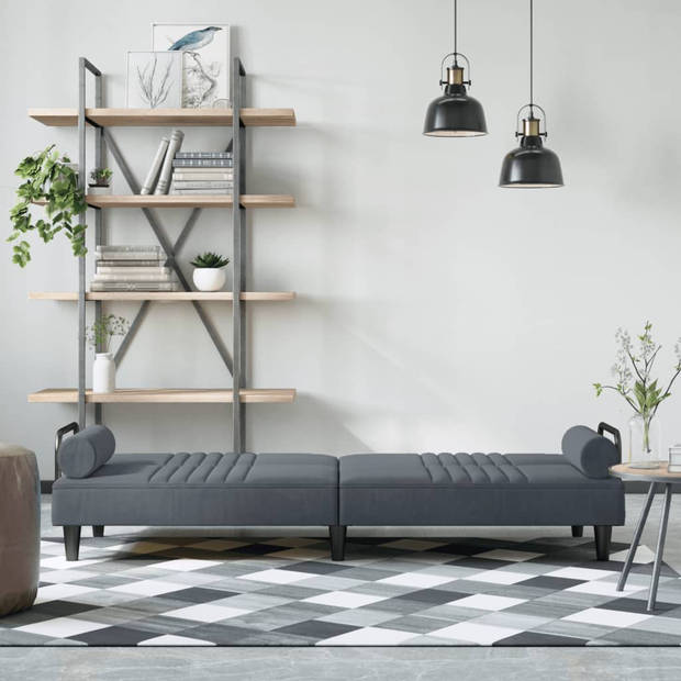 The Living Store Slaapbank Fluwelen Donkergrijs - inklapbaar - verstelbare rugleuning - comfortabel zitgedeelte -