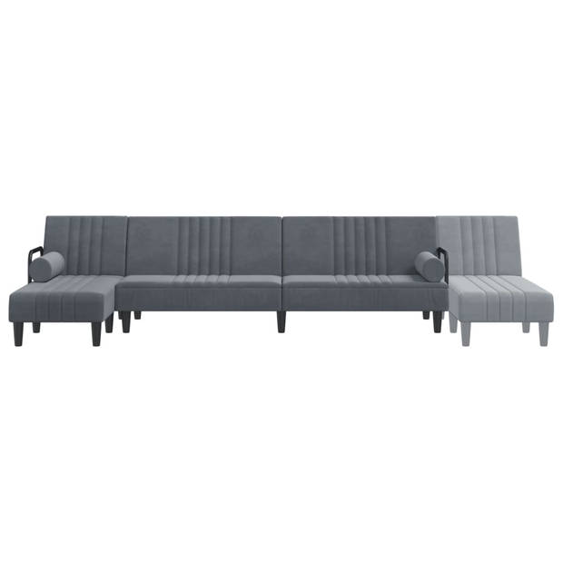 The Living Store Slaapbank L-vormig 260x140x70 cm fluweel donkergrijs - Bank