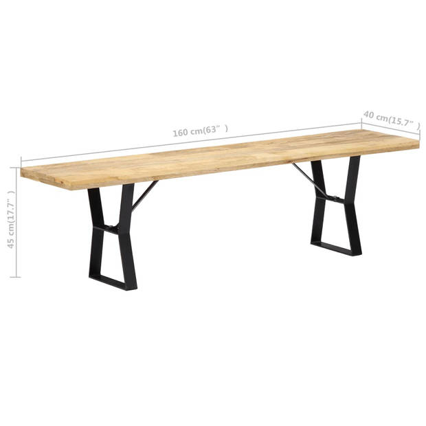 The Living Store Bankje 160 cm massief mangohout - Bank