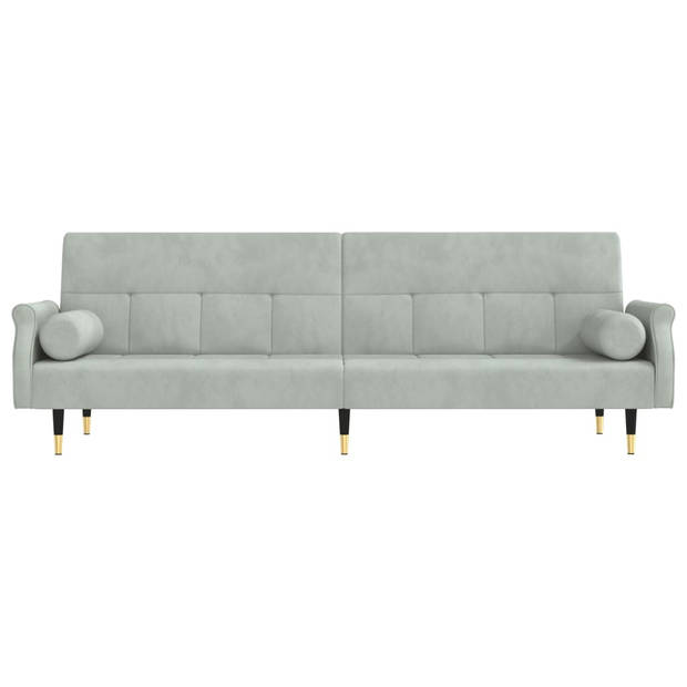 The Living Store Slaapbank Chesterfield - Fluwelen - 216x89x70 cm - Lichtgrijs