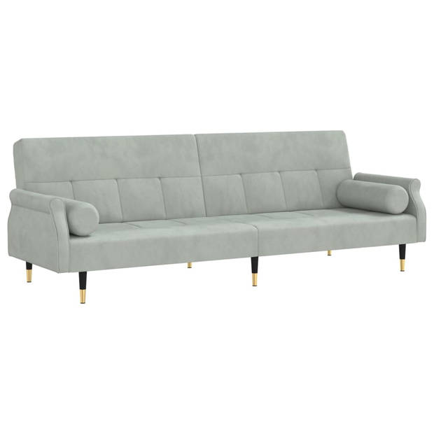 The Living Store Slaapbank Chesterfield - Fluwelen - 216x89x70 cm - Lichtgrijs