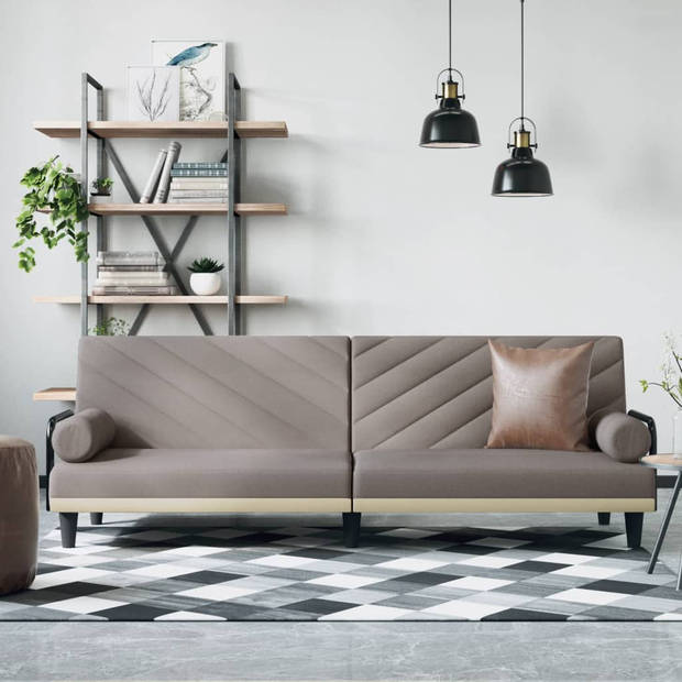 The Living Store Slaapbank - Taupe - Multiplex Frame - Comfortabel en Duurzaam - Verstelbare Rugleuning - Breedte