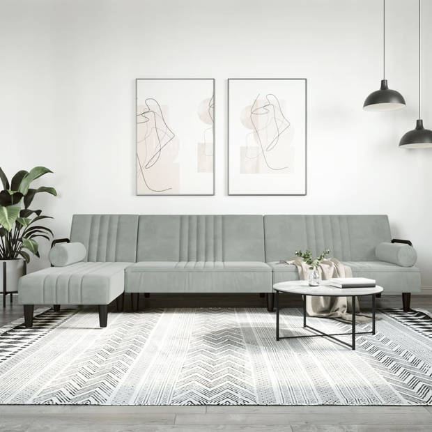 The Living Store L-vormige slaapbank - multifunctioneel - zacht fluweel - stevig frame - comfortabele zitervaring -