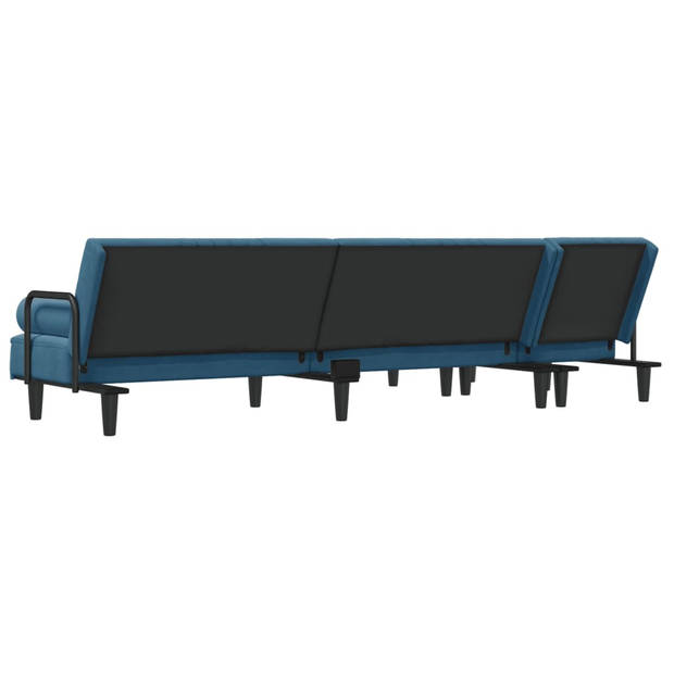 The Living Store L-vormige slaapbank - blauw fluweel - 260x140x70cm - multifunctioneel