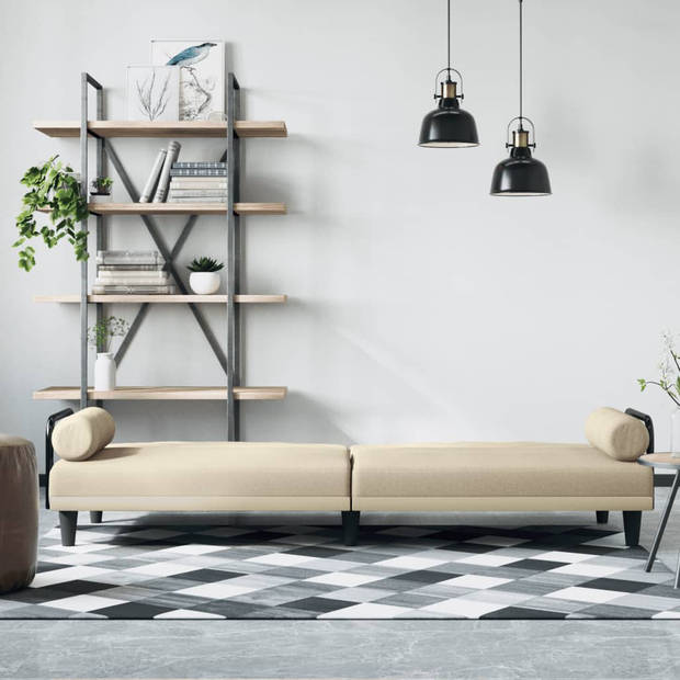 The Living Store Slaapbank Elegant - Crème - 205 x 89 x 70 cm - Verstelbare rugleuning