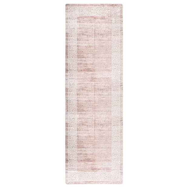 The Living Store Vloerkleed - 80 x 300 cm - Beige fluweel