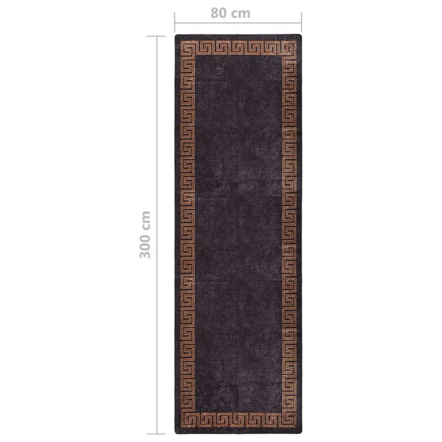 The Living Store Vloerkleed - karakteristiek - vloerkleed - Afmeting- 80 x 300cm - Kleur- zwart en goud - Materiaal-