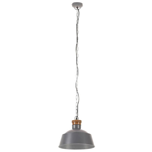 The Living Store Hanglamp Industrieel - Grijs - IJzer en Mangohout - 32 x 130 cm