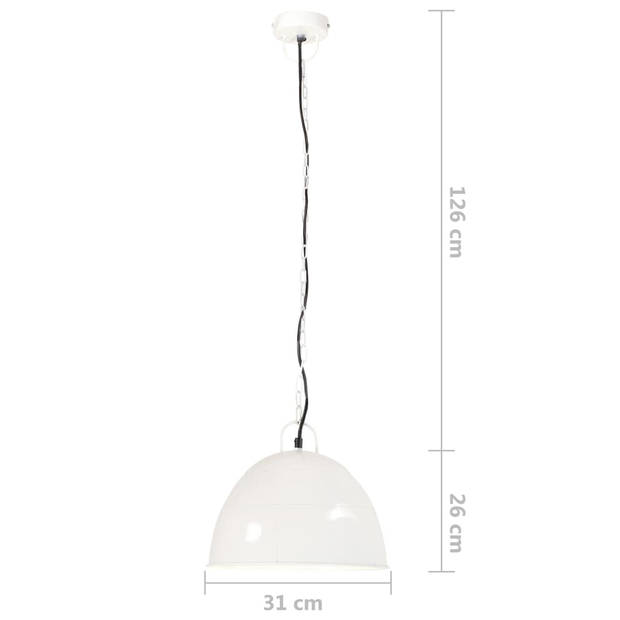 The Living Store Hanglamp Vintage Wit - IJzeren lampenkap met 31 cm diameter - E27 fitting (max 25W) - Industriële