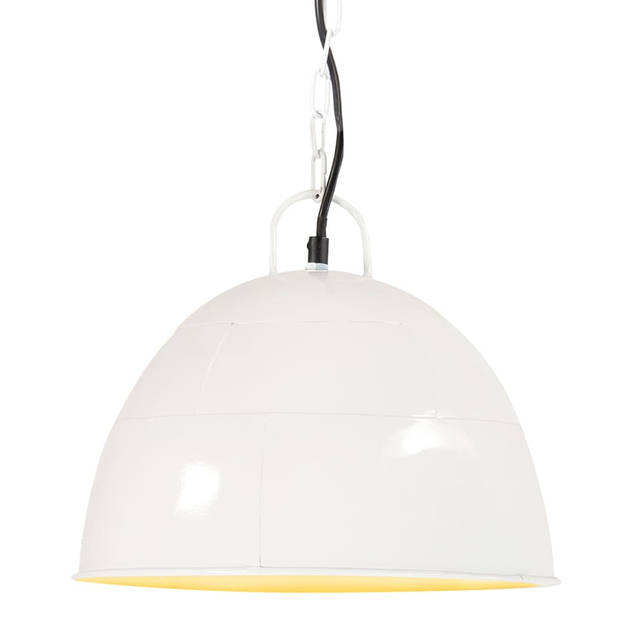 The Living Store Hanglamp Vintage Wit - IJzeren lampenkap met 31 cm diameter - E27 fitting (max 25W) - Industriële