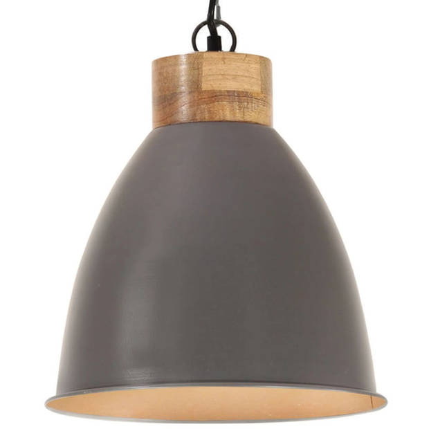 The Living Store Hanglamp Industrieel - IJzer en Massief Mangohout - Grijs - 148 cm