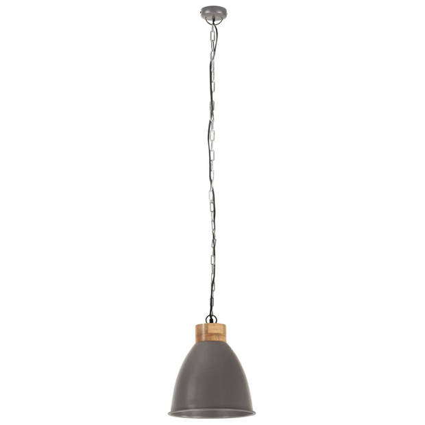 The Living Store Hanglamp Industrieel - IJzer en Massief Mangohout - Grijs - 148 cm