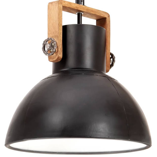 The Living Store Hanglamp Industrieel - IJzer/Mangohout - 40 x 47 cm - 123 cm hoogte